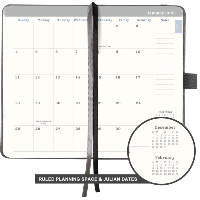 Lemome 2026 Pocket Calendar - 2026 Pocket Calendar for Purse, Jan. 2026 to Dec. 2026, 6.4'' x 3.9'' 2026 Planner Weekly and Monthly, 2026 Planners with Elegant Leather - Image 3